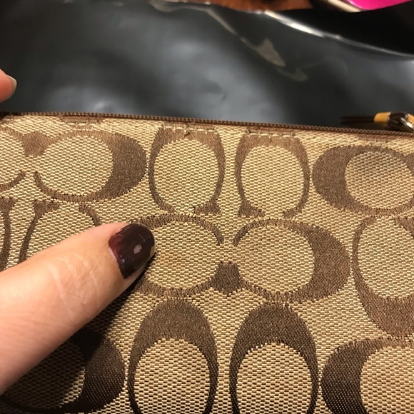 RARE Vintage authentic COACH Signature Wallet Tri Fold Tan / Brown Leather - Picture 8 of 11